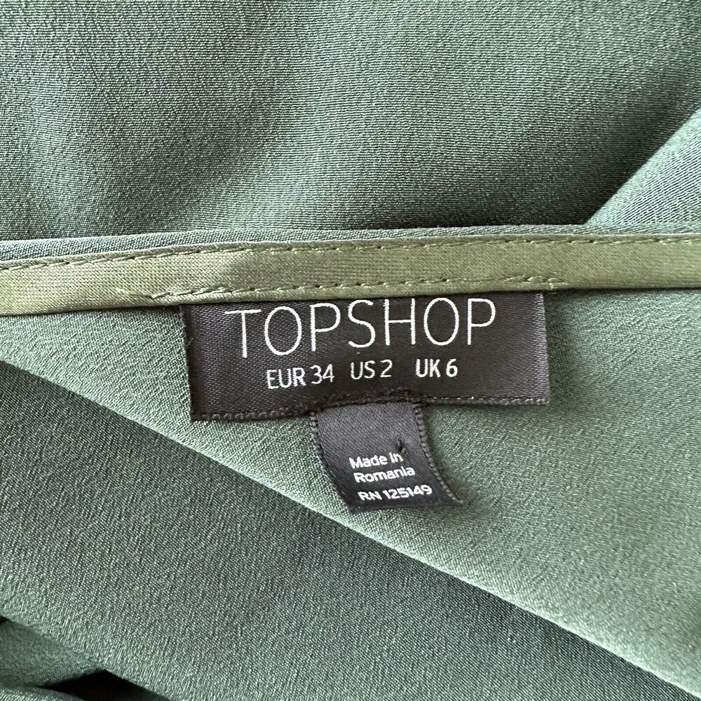 Topshop Cold Shoulder Green Cut Out Dress Size 2 V-neck - Picture 13 of 14